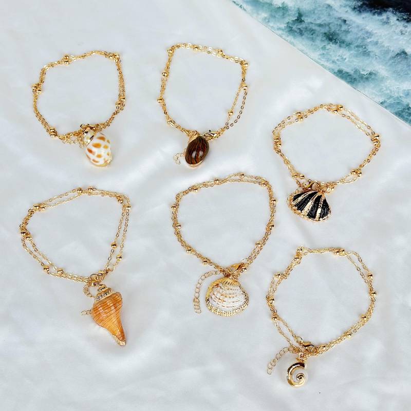 Ocean Seashell Chain Anklet/ Natural Charm Summer Adjustable Beach Seaside Anklet von SabriKsa