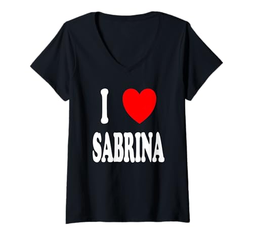 Damen Vorname Sabrina I Love Sabrina T-Shirt mit V-Ausschnitt von Sabrina First Name Family Gifts Co.