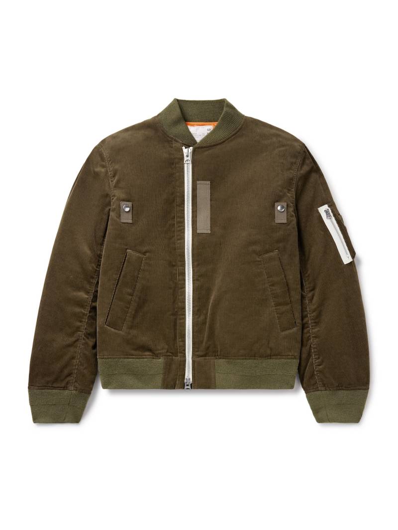 Sacai - Canvas-Trimmed Cotton-Blend Corduroy Bomber Jacket - Men - Green - 1 von Sacai