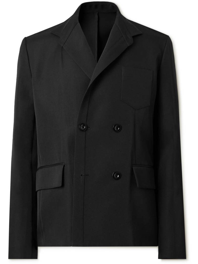 Sacai - Double-Breasted Silk and Cotton-Blend Blazer - Men - Black - 4 von Sacai