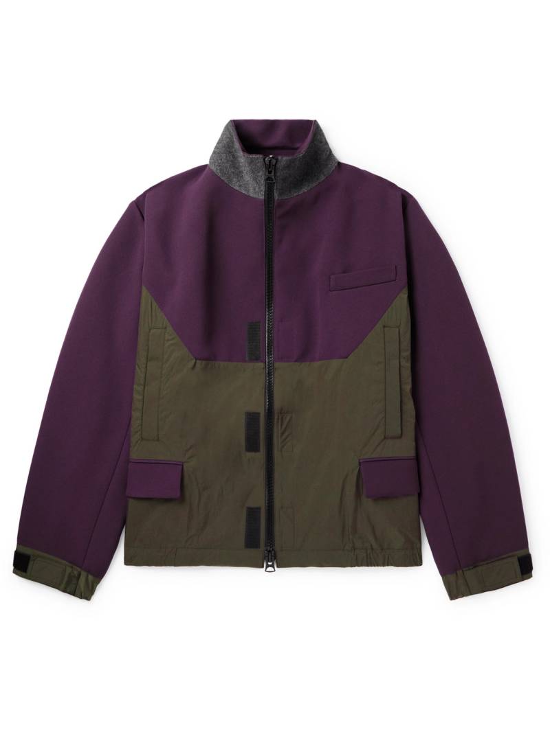 Sacai - Fleece-Trimmed Jersey and Shell Jacket - Men - Purple - 1 von Sacai