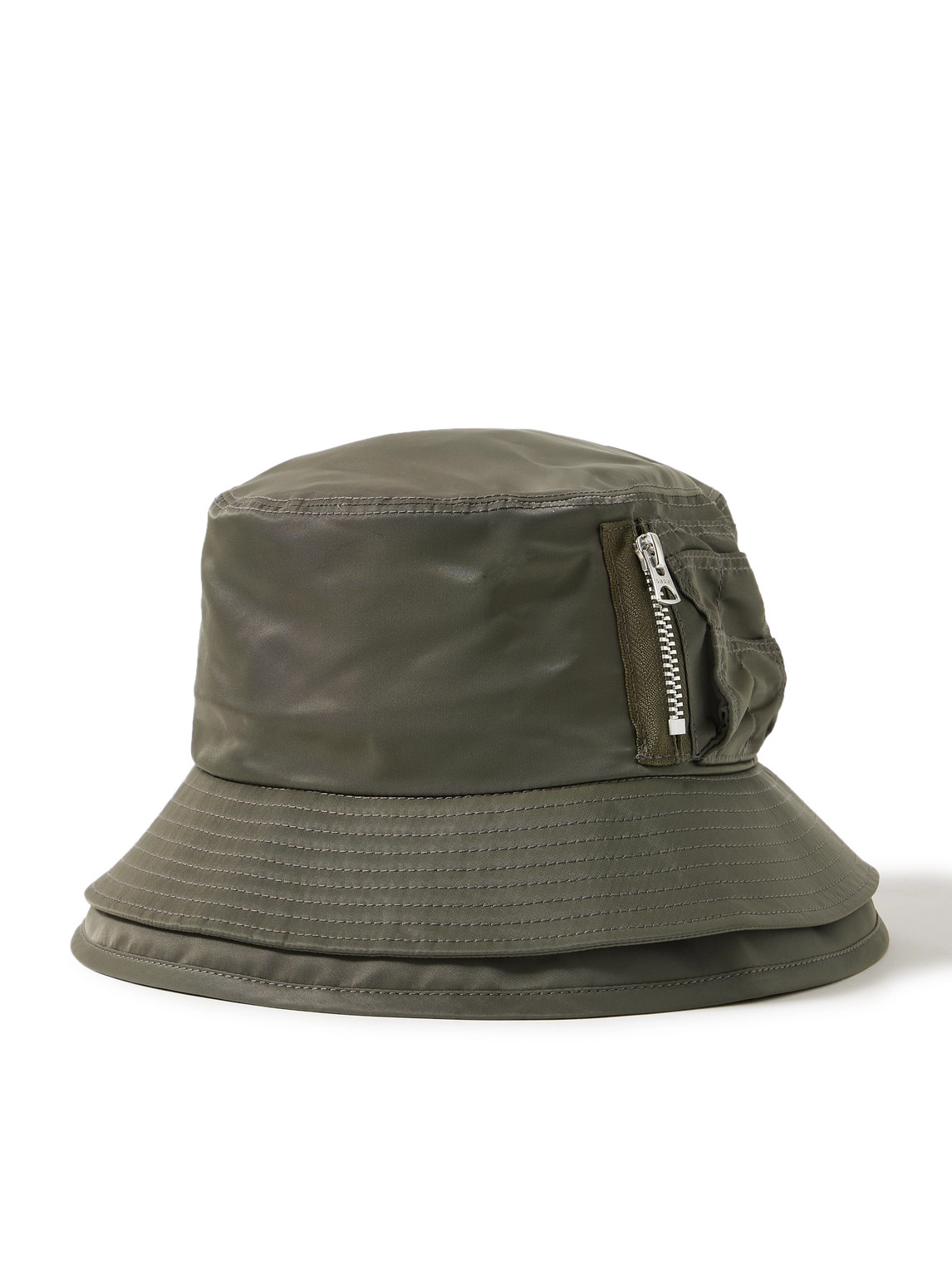 Sacai - Layered Nylon Bucket Hat - Men - Green - 1 von Sacai