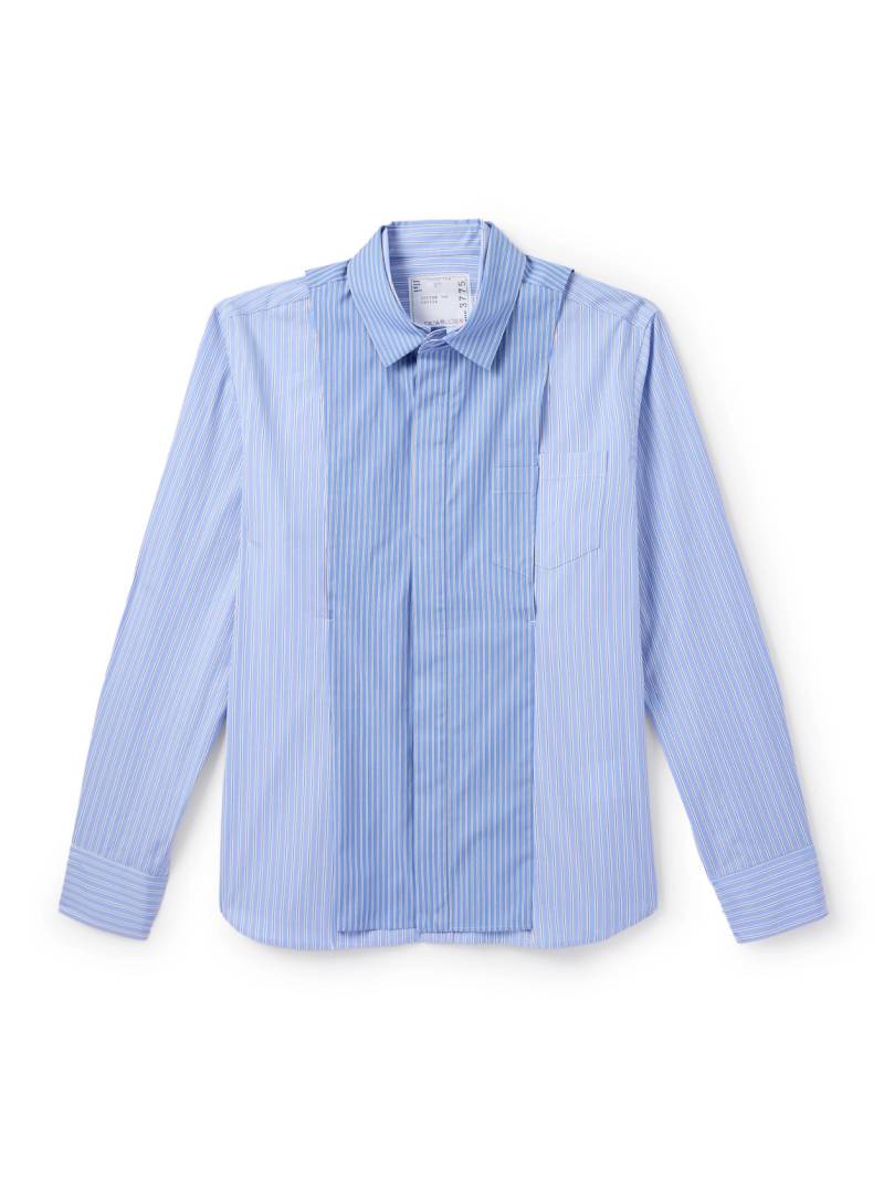 Sacai - Layered Striped Cotton-Poplin Shirt - Men - Blue - 3 von Sacai