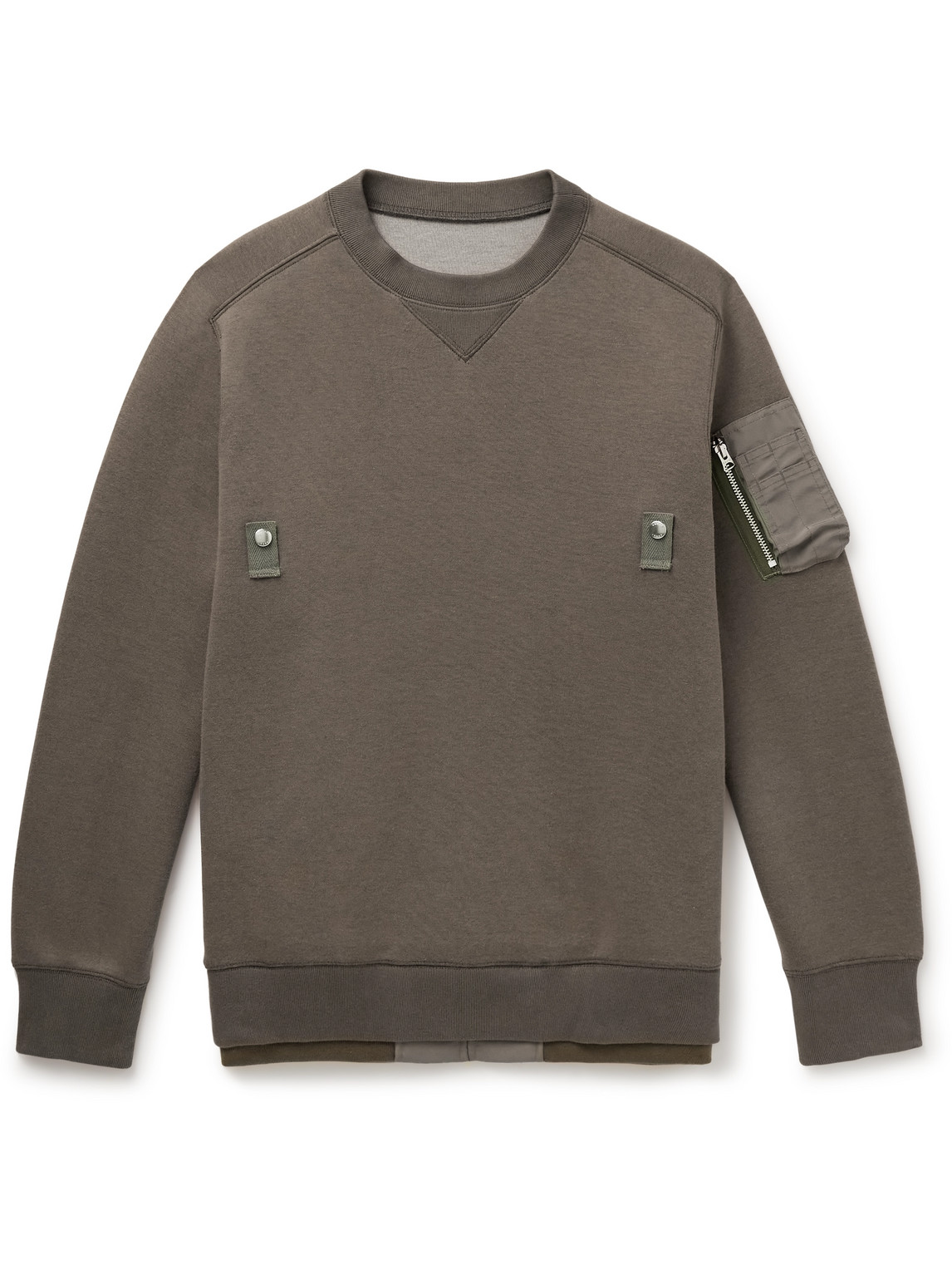 Sacai - Nylon-Trimmed Cotton-Blend Jersey Sweatshirt - Men - Brown - 4 von Sacai