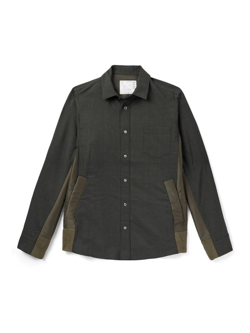 Sacai - Shell-Trimmed Prince of Wales Checked Wool Shirt - Men - Brown - 4 von Sacai