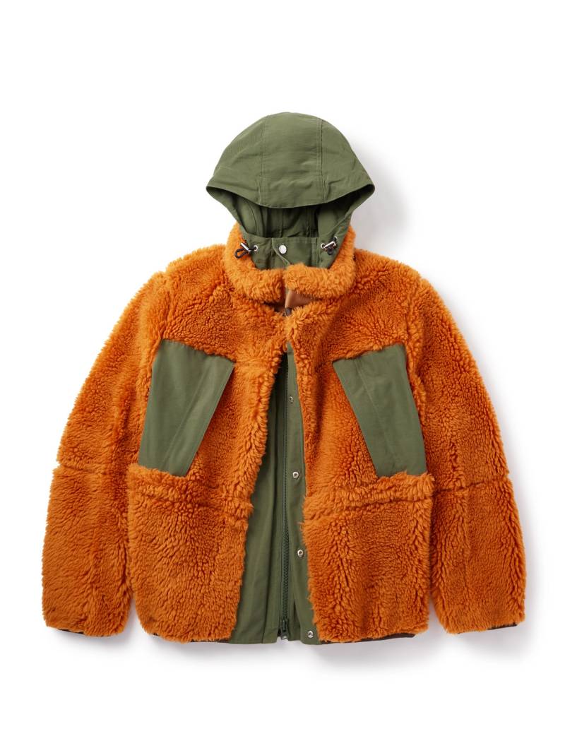 Sacai - Shell-Trimmed Wool-Blend Fleece Hooded Coat - Men - Orange - 4 von Sacai