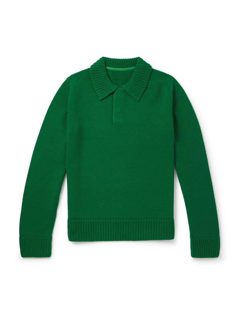 Sacai - Slim-Fit Wool Polo Shirt - Men - Green - 3 von Sacai