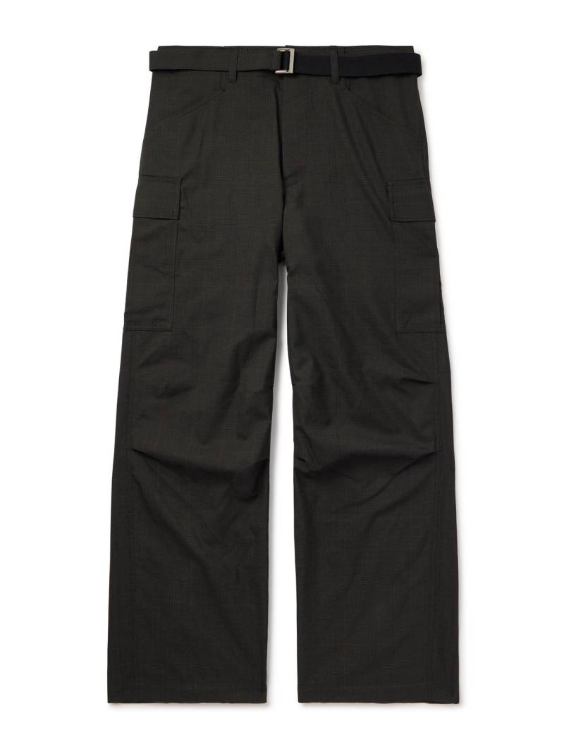 Sacai - Straight-Leg Belted Prince of Wales Checked Wool Cargo Trousers - Men - Brown - 2 von Sacai