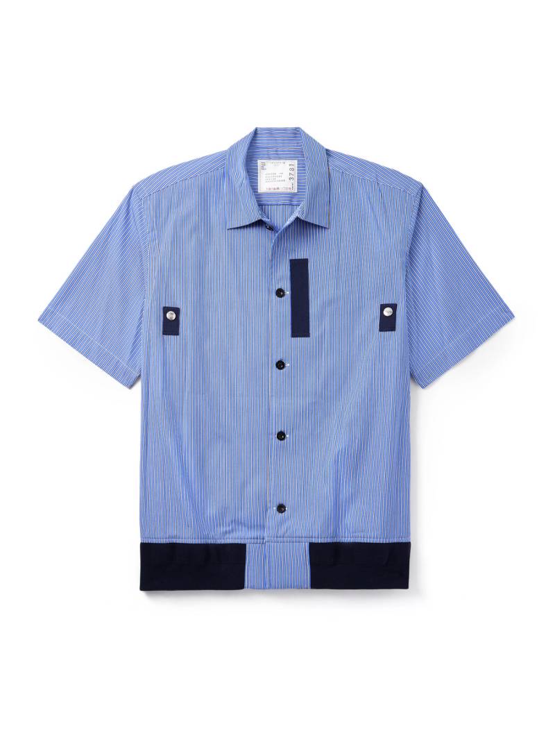 Sacai - Striped Cotton-Poplin Shirt - Men - Blue - 2 von Sacai