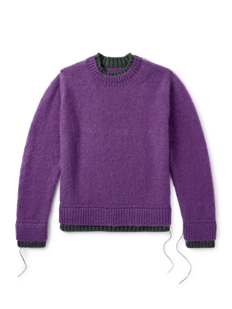 Sacai - Two-Tone Mohair-Blend Sweater - Men - Purple - 1 von Sacai