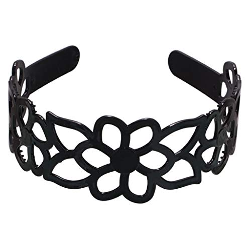 Saccgt Damen-Haarreif aus Kunststoff, breit, ausgehöhlt, Blumenmuster, rutschfest, gezahnt, ca. 13,7 x 13,1 x 1,7 cm, Schwarz Saccgt Damen-Haarreif aus Kunststoff, breit, ausgehöhlt, Blumenmuster, rutschfest, gezahnt, ca. 13,7 x 13,1 x 1,7 cm, Schwarz von Saccgt