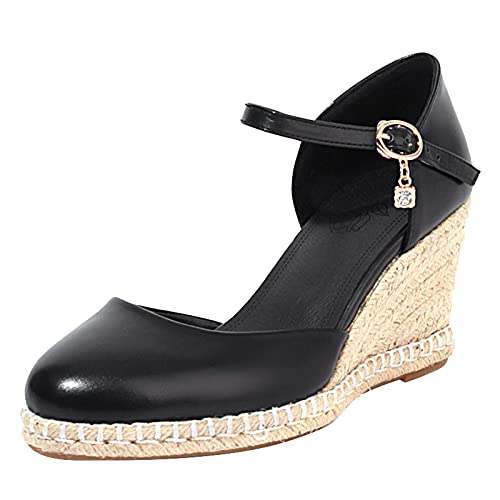 SacciButti Damen Mode Keilabsatz Pumps Plateau Almond Toe Knöchelriemchen Kleid Schuhe Black size 34 Asiatisch SacciButti Damen Mode Keilabsatz Pumps Plateau Almond Toe Knöchelriemchen Kleid Schuhe Black size 34 Asiatisch von SacciButti