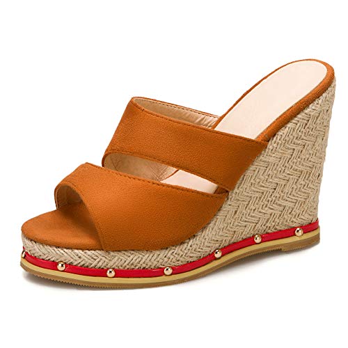 SacciButti Damen Wedge Pantoletten Wildleder Plateau Open Toe sandaletten High Keilabsatzs Ohne Verschluss Sommer Schuhe Brown size 48 Asiatisch SacciButti Damen Wedge Pantoletten Wildleder Plateau Open Toe sandaletten High Keilabsatzs Ohne Verschluss Sommer Schuhe Brown size 48 Asiatisch von SacciButti