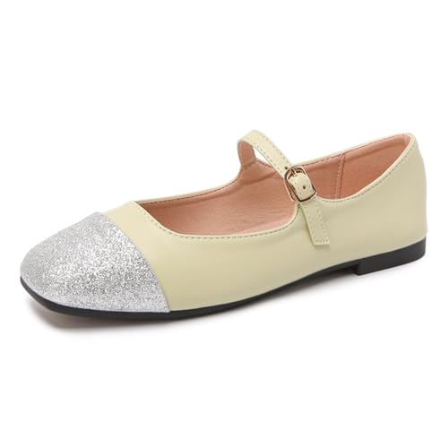 SacciButti Gelb Mary Jane Flach für Frauen Zweifarbige Ballerinas mit Riemen Square Toe Wanderschuhe 40 von SacciButti