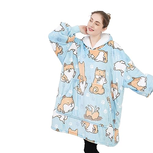 Sacebeleu Decke Hoodie Sweatshirt | Flauschige Sherpa TV-Decke mit Ärmeln | Oversized Kapuzen Pullover Kuscheldecke mit Känguru Tasche | Flanell Fleecedecke | Einheitsgröße für Damen,Herren von Sacebeleu