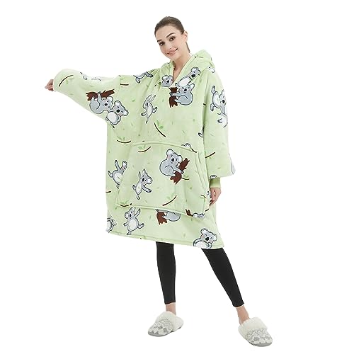 Sacebeleu Decke Hoodie Sweatshirt | Flauschige Sherpa TV-Decke mit Ärmeln | Oversized Kapuzen Pullover Kuscheldecke mit Känguru Tasche | Flanell Fleecedecke | Einheitsgröße für Damen,Herren von Sacebeleu