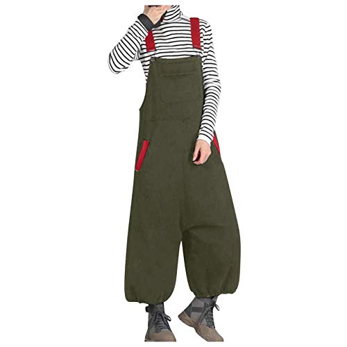 Latzhose Damen Jumpsuit mit Träger Retro Overalls Sommer Oversize Lose Hose Baggy Sommerhose,Grün,2XL von Saclerpnt