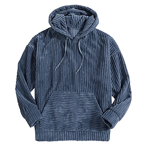 Saclerpnt Einfarbige Cord Hoodie Casual Sport Sweatshirt mit Kapuze Fashion Kapuzenpullover Warme Kordelzug Pullover(Blau,M) von Saclerpnt