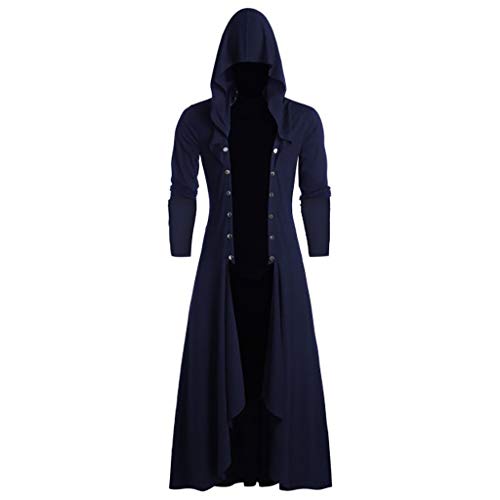 Saclerpnt Herren Retro Steam Punk Jacke Gothic Tailcoat Viktorianischen Langer Mantel Mittelalter Smoking Jacke(Blau,S) von Saclerpnt