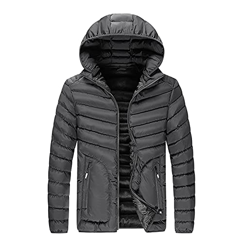 Saclerpnt Herren Steppjacke Winter Warm Übergangsjacke Outdoor-Daunenjacke Hooded Baumwolle Puffer Jacket(Dunkel Grau,L) von Saclerpnt