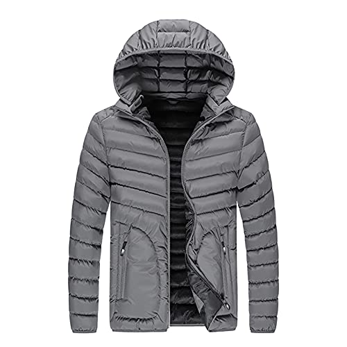 Saclerpnt Herren Steppjacke Winter Warm Übergangsjacke Outdoor-Daunenjacke Hooded Baumwolle Puffer Jacket(Grau,XXL) von Saclerpnt