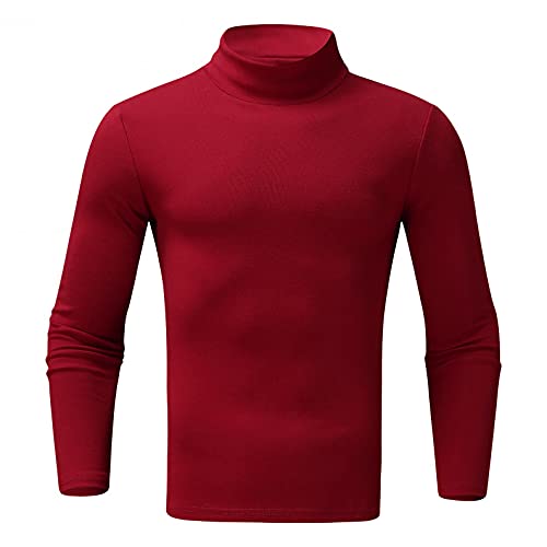 Saclerpnt Rollkragen Langarmshirt Herren Slim Fit Rollkragenpullover Basic Longsleeve Langarm T-Shirt(Rot,L) von Saclerpnt