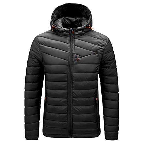 Saclerpnt Steppjacke Warm Winterjacke Herren Übergangsjacke Kapuze Outdoor-Daunenjacke Sport Freizeitjacke(Schwarz,L) von Saclerpnt