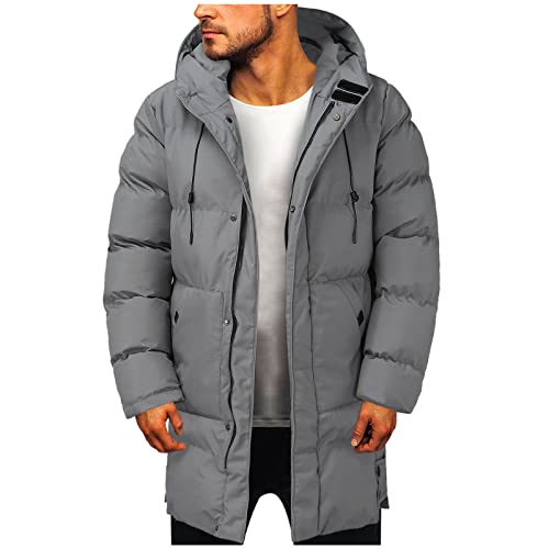 Saclerpnt Warm Winterjacke Herren Steppjacke Dicke Outdoor-Daunenjacke Zipper Kapuzenjacke Winterparka Steppmantel(Grau,XL) von Saclerpnt