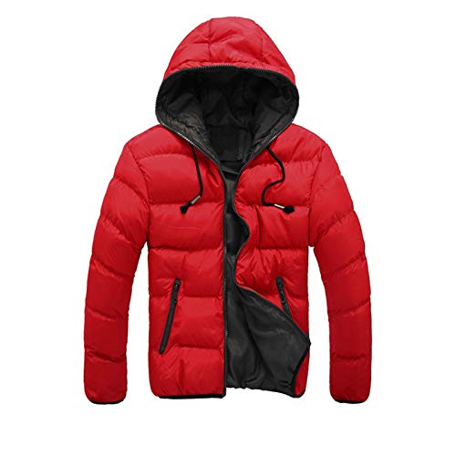 Saclerpnt Warme Daunenjacke Herren Steppjacke Winter Übergangsjacke Hooded Freizeitjacke Kapuze Winterjacke(Rot,XL) von Saclerpnt