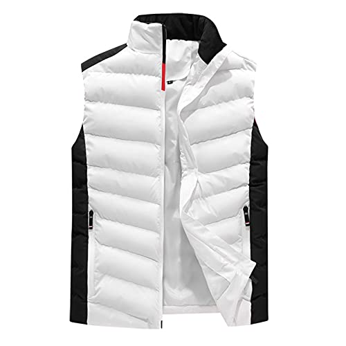 Saclerpnt Weste Herren Stehkragen Steppweste Outdoor Daunenweste Ärmellose Freizeit Sport Warm Winterjacke(Weiß,3XL) von Saclerpnt