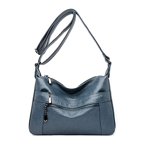 Sacmill Damen Crossbody KleineHandtasche Kleine Geldbörse Weichem Leder Geldbörsen Schulter Hobo Umhängetasche mit Taschen Blau von Sacmill