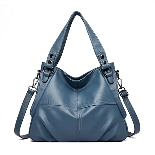 Sacmill Damen Handtasche Große Leder Damenhandtasche Umhängetaschen Designer Schultertasche Hobo Tasche (Blau) von Sacmill