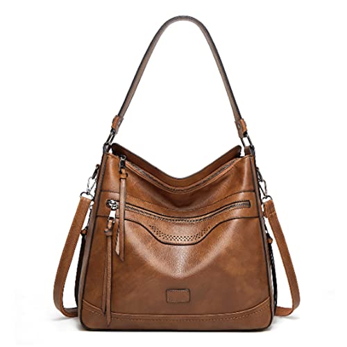 Damen Handtasche PU Leder Umhängetasche Shopper Top-Griff Tragetaschen Elegant Schultertasche für Frauen (Khaki1023) von Sacmill