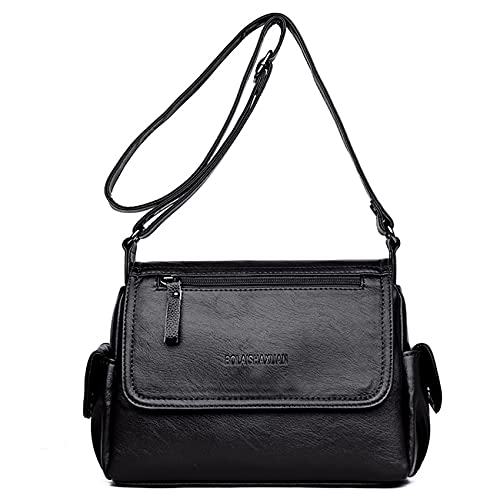 Sacmill Damen Umhängetasche Leder Schultertasche Multi-Pocket Shopper Tasche für Frauen Mädchen von Sacmill