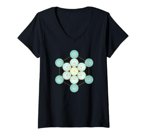 Damen Metatron's Cube Heilige Geometrie Kunstwerk T-Shirt mit V-Ausschnitt Damen Metatron's Cube Heilige Geometrie Kunstwerk T-Shirt mit V-Ausschnitt von Sacred Geometry Designs