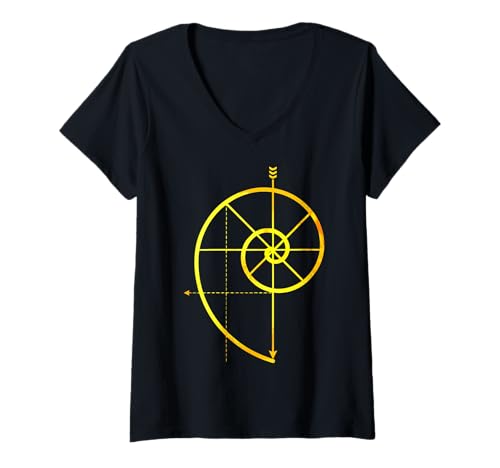 Damen Fibonacci Spirale Golden Math Ratio Heilige Geometrie Physik T-Shirt mit V-Ausschnitt Damen Fibonacci Spirale Golden Math Ratio Heilige Geometrie Physik T-Shirt mit V-Ausschnitt von Sacred Geometry Golden Math Ratio Fibonacci Spiral