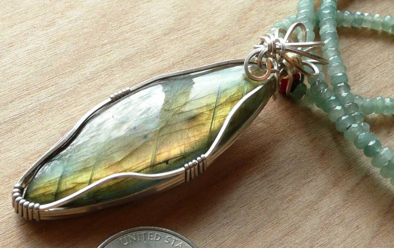 Labradorit Halskette Aus Sterling Silber Mit Aquamarin Labradorit Halskette Aus Sterling Silber Mit Aquamarin von SacredKeepsakes