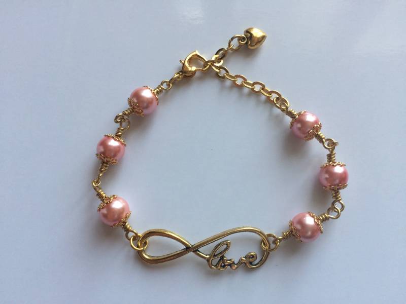 Pink & Gold Infinite Love Perlenarmband von SacredRegalia