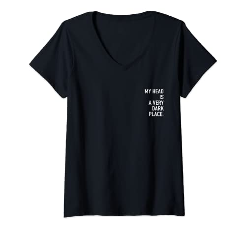 Damen My head is a very dark place Goth E-girl E-boy Sad grunge T-Shirt mit V-Ausschnitt von Sad Aesthetic