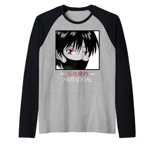 Anti Social - Anime Boy Aesthetic Vaporwave Raglan Anti Social - Anime Boy Aesthetic Vaporwave Raglan von Sad Japan Otaku Anime Cosplay Geschenk