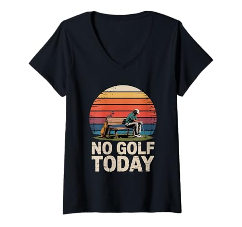 Damen No Golf Today Sarcastic Golfer Sad Stick Man Golfscherz T-Shirt mit V-Ausschnitt Damen No Golf Today Sarcastic Golfer Sad Stick Man Golfscherz T-Shirt mit V-Ausschnitt von Sad Stick Man Funny Golfers