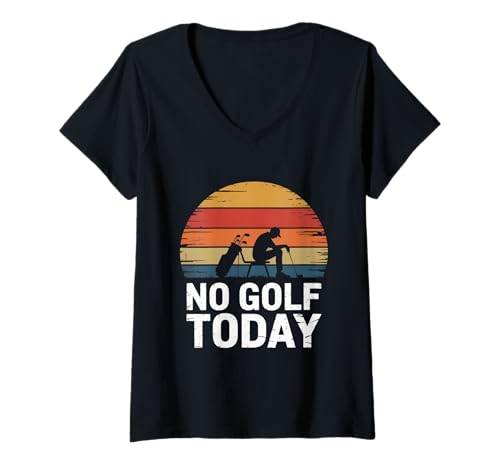 Damen No Golf Today Sarcastic Golfer Sad Stick Man Golfscherz T-Shirt mit V-Ausschnitt Damen No Golf Today Sarcastic Golfer Sad Stick Man Golfscherz T-Shirt mit V-Ausschnitt von Sad Stick Man Funny Golfers