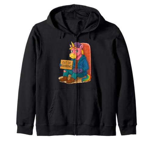 Trauriges Einhorn Jungen Mädchen Männer Frauen Kinder Erwachsene Kapuzenjacke von Sad Unicorn Rainbows Shop