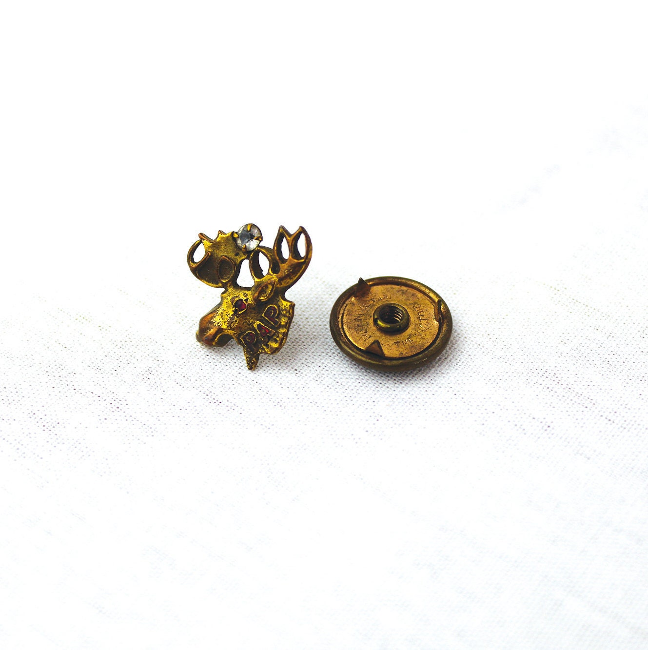 Antike Pap Loom Pin Mit Strass-Steinen Markiert Patentiert 22.06.09 Antike Pap Loom Pin Mit Strass-Steinen Markiert Patentiert 22.06.09 von SadDachshundVintage