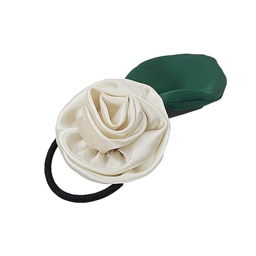Elastische Haarbänder mit handgefertigten Rosenblumen, Pferdeschwanz-Halter, elastische Blumen-Haarbänder, Stirnbänder, Ringe, Haargummi, handgefertigt, Rosen-Haarbänder, Blumen-Haargummis für Damen von Saddgo