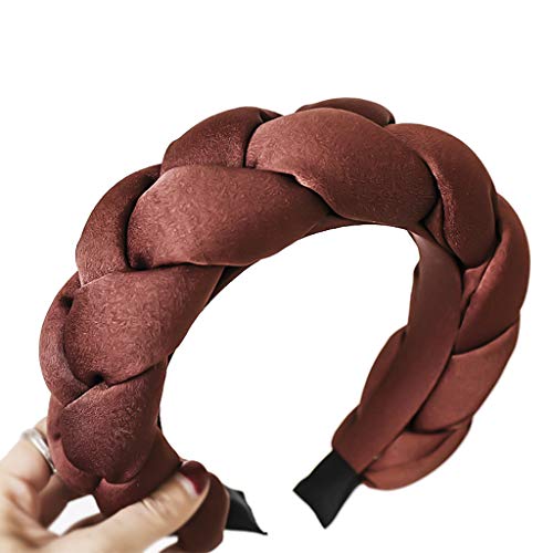 Geflochtenes breites Haarband für Damen, dicker Schaumstoff, gepolstert, Samt, modisch, Vintage, für Damen und Mädchen, Kristall-Glitzer, breites Stirnband, handgefertigt, mit Schaumstoff, gepolstert, von Saddgo