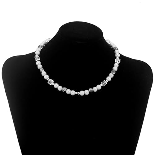 Saddgo Bohemia Halskette mit quadratischen Perlen, verstellbare Länge, für Damen, Schlüsselbeinkette, Perlenschmuck, Geschenk von Saddgo