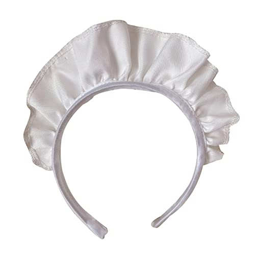 Saddgo Breites Rüschen-Stirnband für Damen, Cosplay, weiße Dienstmädchen-Kopfbedeckung, Gothic-Zubehör, Rüschen-Haarreif, Cosplay-Haarband von Saddgo