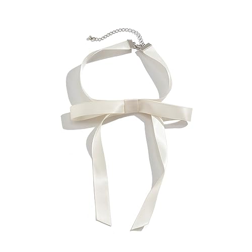Saddgo Elegante weiße Choker-Halskette, zarte Schleife, modisches Halsband, trendiger Schmuck für Frauen und Mädchen von Saddgo