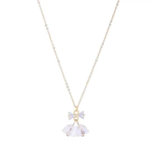 Saddgo Exquisite Luxus-Halskette mit Kristall-Schleife, modischer funkelnder Glockenanhänger, Schlüsselbeinkette für Damen, Hochzeit, Party, Schmuck von Saddgo